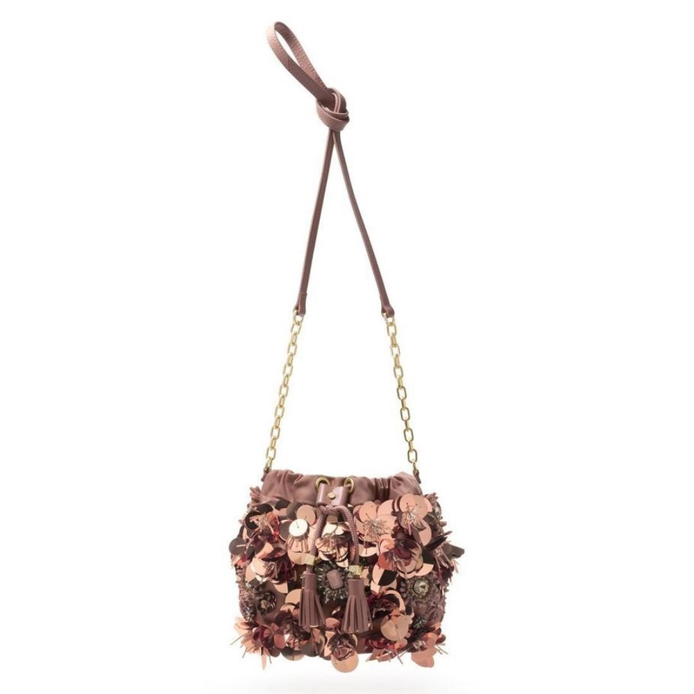 Tory Burch Flower Sequined Rose Gold Bag NWT - Picture 3 of 7